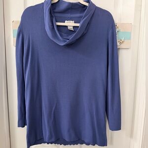 Chico's cowl neck Sweater top in a periwinkle/cornflower blue Sz 16